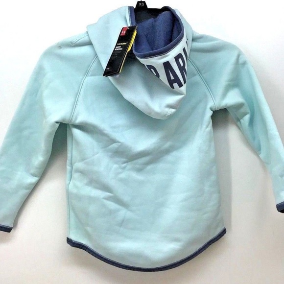 Under Armour Girl's ColdGear Big Logo Blue Hoodie - Picture 2 of 4